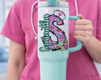 Personalized Nurse Tumbler 40oz | Handmade RN Gift with Custom Name