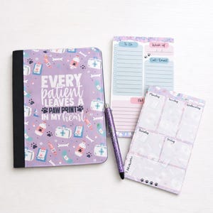 Set regalo veterinario Padfolio, design con impronta di zampa, planner per tecnici veterinari