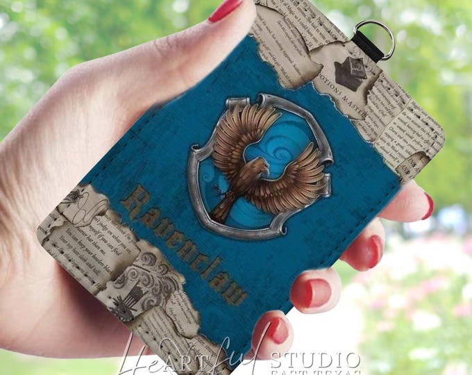 Wizard House Card Wallet, Ravenclaw Inspired Card Holder, Personalized Wallet, Perfect Gift, Keychain Card Wallet, Compact Card Holder