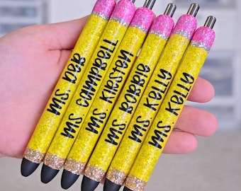 Personalized Glitter Pen | Handmade Pencil Style, Teacher Gift