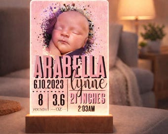 Baby Birth Announcement Light Frame