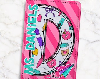 Personalized Teacher Badge Holder & Lanyard | Doodle Initial, Classroom Accessories