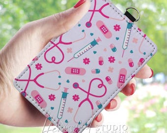 Medical Nurse Card Wallet: Healthcare ID Holder, Personalized Keychain