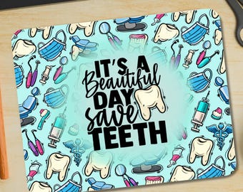 Dental Mouse Pad, Funny Teeth Save Day, Hygienist Desk Decor, Assistant Gift
