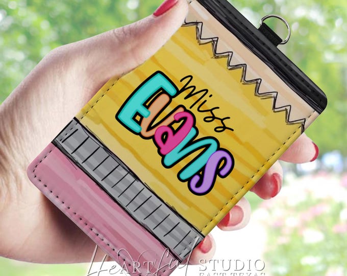 Watercolor Pencil Card Wallet: Slim Keychain Wallet