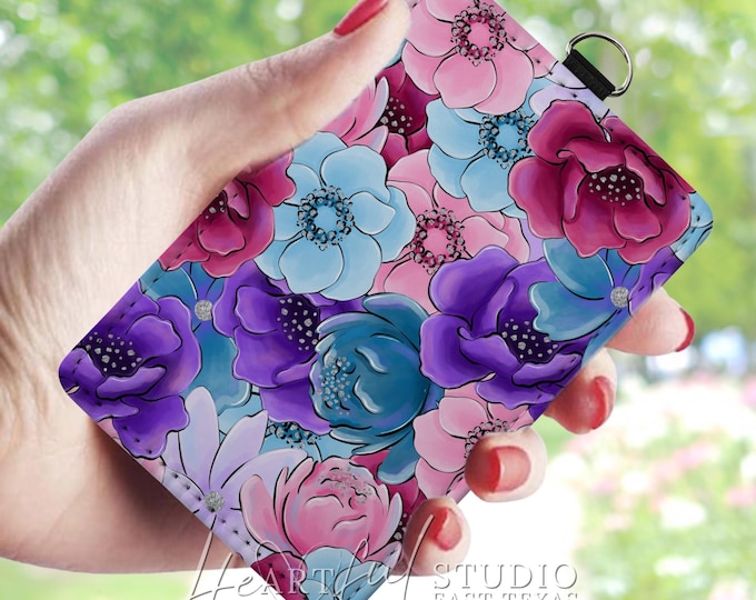 Floral Card Wallet: Personalized Slim Card Holder