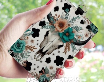 Western Cow Skull Card Wallet: Rugged Wild West Design