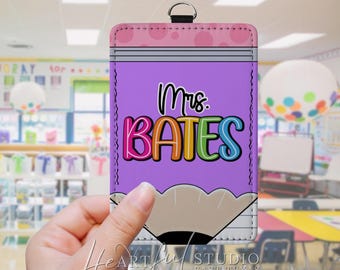 Personalized Pencil ID Badge Reel, Teacher Gift