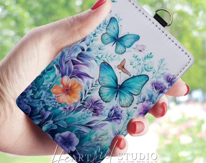 Butterfly Card Keychain Wallet, Personalized Compact Wallet Gift