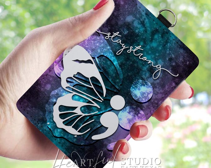 Stay Strong Card Wallet, Suicide Awareness Gift, Suicide Prevention, Personalized Gift, Keychain for Awareness, Mental Health Support