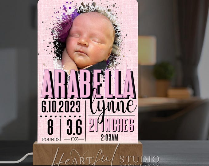 Baby Birth Announcement Light Frame