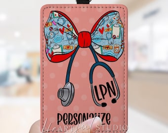 Nursing, LPN, RN, CNA Bow Badge Holder