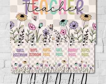 Teacher Flowers Hall Pass Set