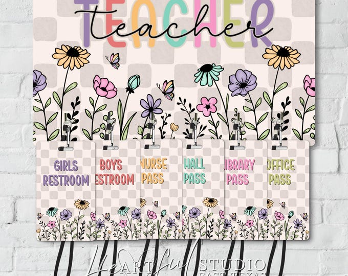 Teacher Flowers Hall Pass Set