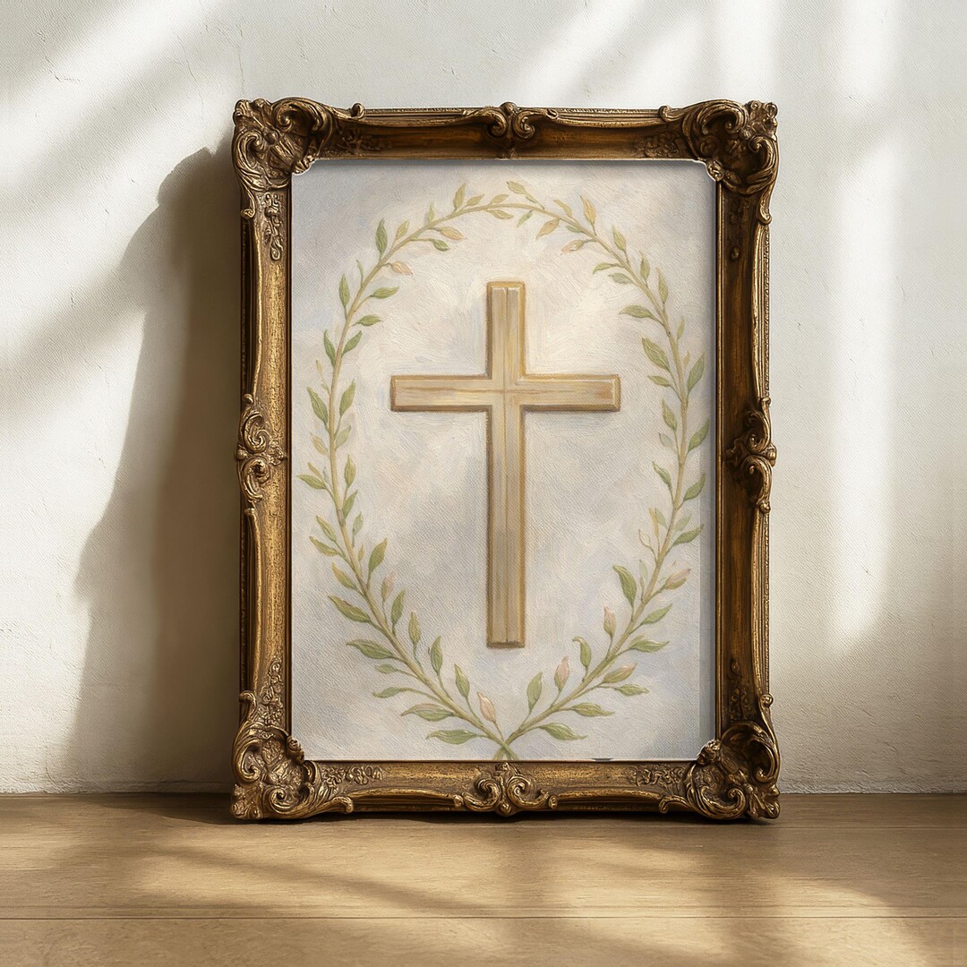 Christian Cross Wall Art Print, Neutral Faith Decor, Minimalist ...