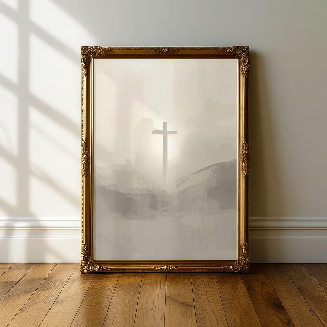 Minimalist Cross Christian Art Print, Serene Faith Wall Decor (digital ...