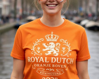 Camicia Royal Dutch Koningsdag 2025, Maglietta Leone Olandese Oranje Boven, Camicia del Giorno dei Re dei Paesi Bassi, Camicia Orange Holland Festival