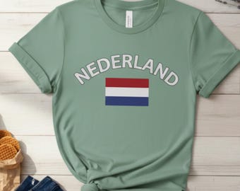 Nederland T-Shirt | Dutch Flag Shirt | Netherlands Graphic Tee | Unisex Garment-Dyed Shirt | Holland Travel Gift