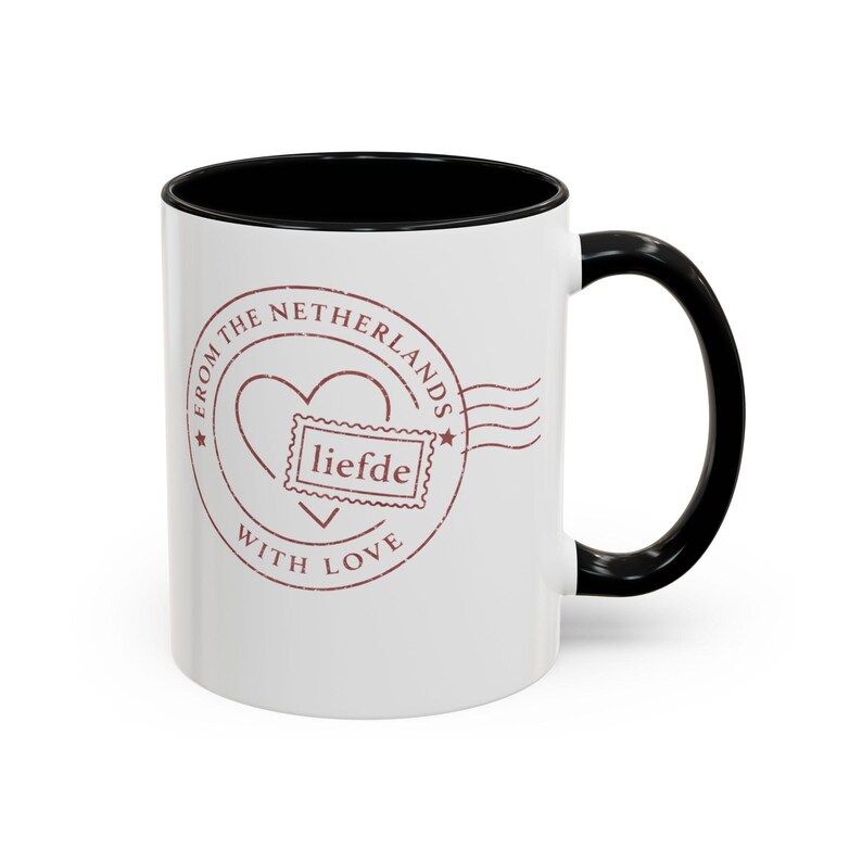 From the Netherlands With Love Mug | Dutch Valentine Coffee Mug | Minimal European Love Gift | Liefde Ceramic Mug image 2