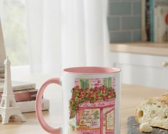 Taza de café parisina / Taza de café cottagecore francesa / Taza de café parisina floral / Taza de té estética / Regalo romántico
