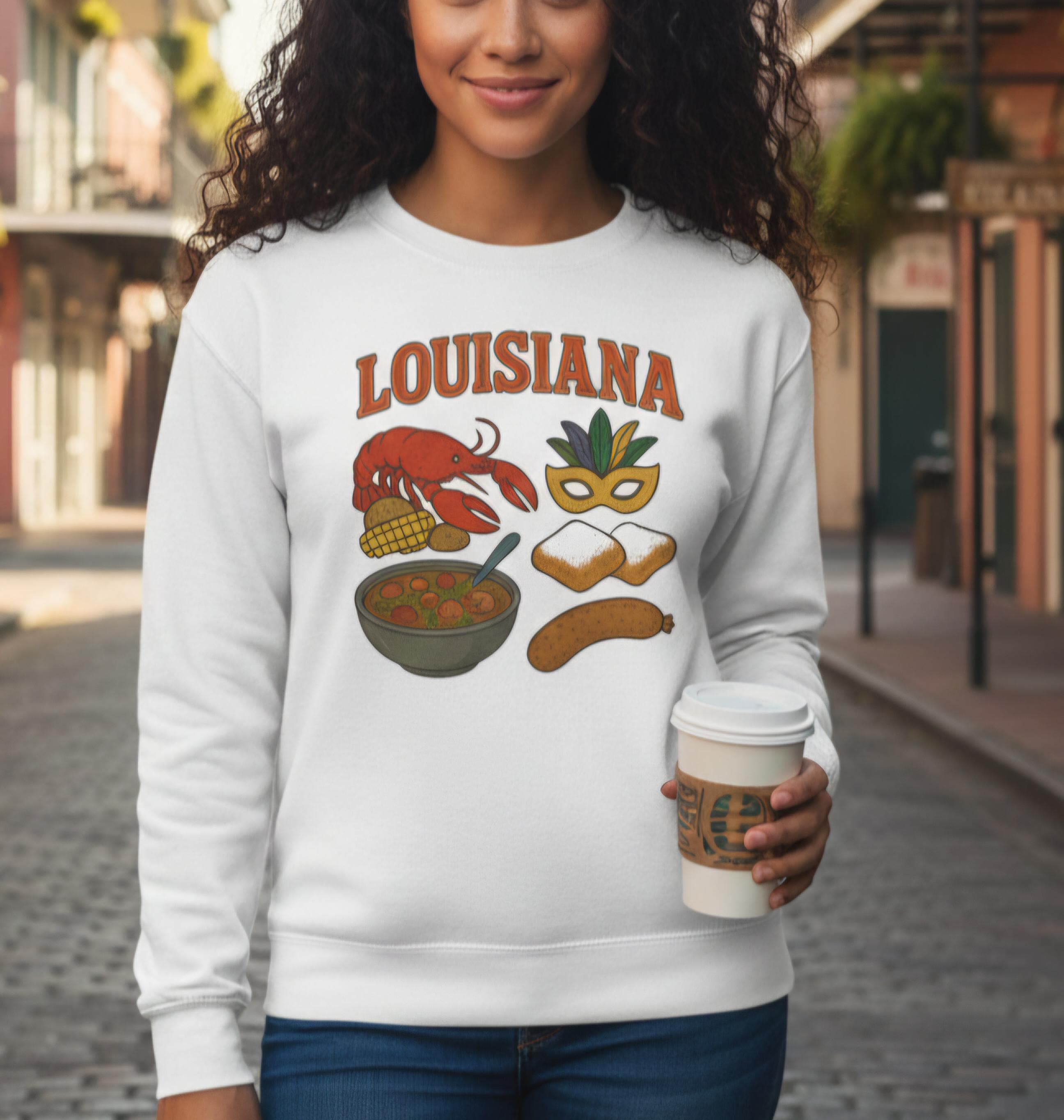 Louisiana Cajun Food Icons Sweatshirt | Crawfish Gumbo Boudin