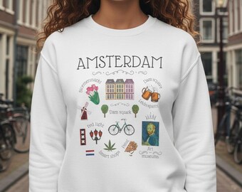 Amsterdam Sweatshirt • Dutch Souvenir Crewneck • Netherlands Travel Gift • Cozy Holland long sleeve