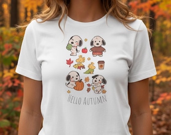 Hello Autumn Shirt, Fall Women’s Tee, Cute Pumpkin Fall Shirt, Cozy Autumn Vibes, Gezellig Shirt, Seasonal Graphic Tee, Gift for Her