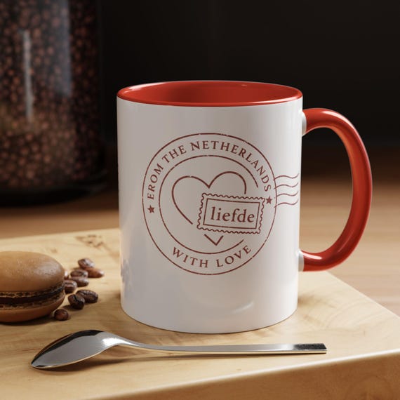 From the Netherlands With Love Mug | Dutch Valentine Coffee Mug | Minimal European Love Gift | Liefde Ceramic Mug