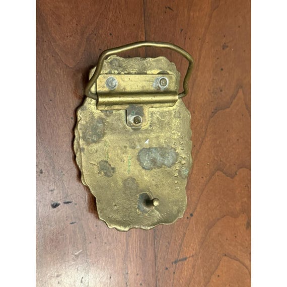 Vintage 1978 Solid Brass Semi-Truck Belt Buckle - 18 Wheeler Trucker Big Rig View 3