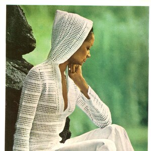 Beach Hoodie Crochet Retro Fashion Vintage Pattern PDF File Boho Hippie