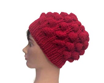 Slouchy Oversized Strawberry Stitch Hat Knitting Pattern Is not a finished product. Is a PDF Pattern