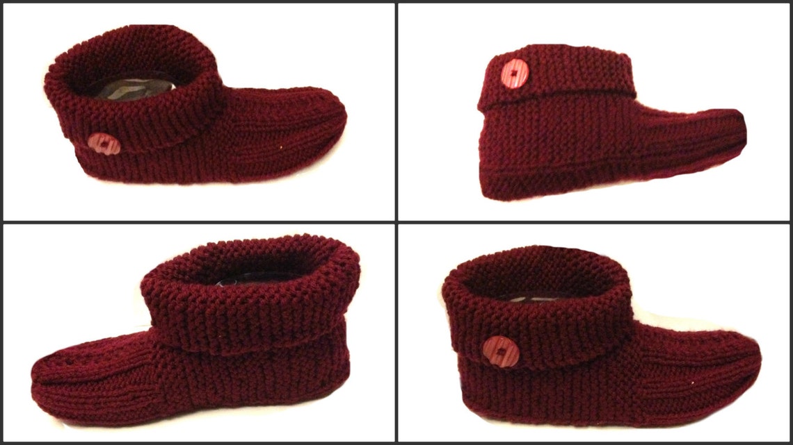 Slippers Booties With Button Knitting Pattern Knitting Shoes Etsy