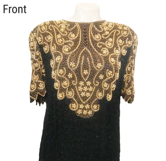 Vintage Classic Sequined Beaded Party Dress Super… - image 3