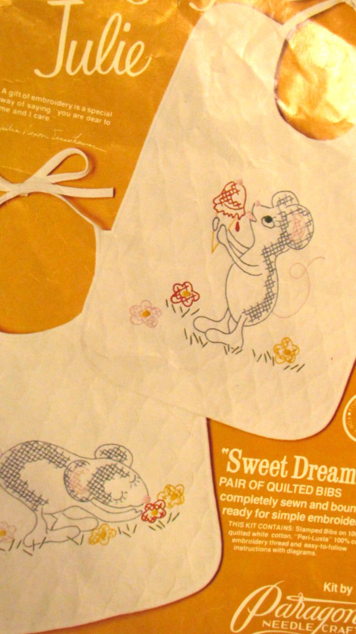 Quilted Baby Bibs Embroidery Kit Stitchery by Julie Sweet Etsy