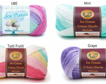 Ice Cream® Yarn Lion Brand Self-Striping Light Acrylic Multi-color 3 Skeins Bag