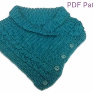 Neck Warmer Buttoned Scarflette With Cable Knitting Pattern PDF File not a finished product. image 1