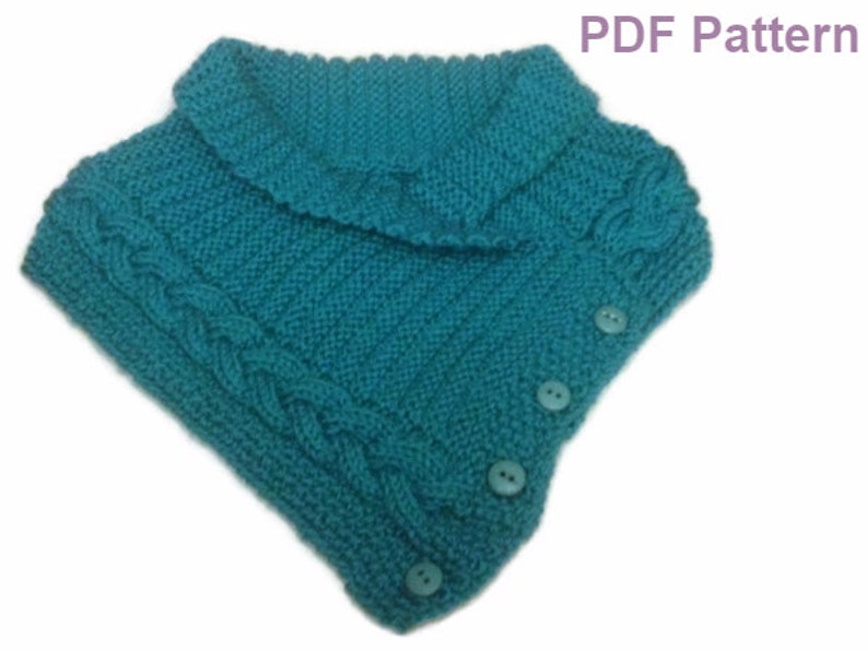 Neck Warmer Buttoned Scarflette With Cable Knitting Pattern PDF File not a finished product. image 1