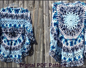Poncho PDF File Pattern Ocean Weaves Unbalanced Design #3 Not a finished product It is a PDF Pattern DIY Instructions