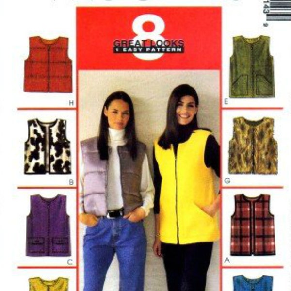 Women Loose Vest 8 Great Looks Two Lengths Size 8-10 Small 2914 McCalls Uncut Pattern