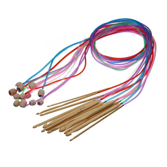 12Pcs Afghan Durable Flexible Plastic Crochet Hook Carpet Knitting Weave Needles