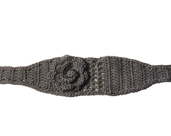 Headband Ear Warmer with Openwork and Flower Crochet Pattern