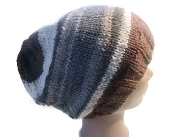 Hand Knitted Hat in Brown Tones Knitted Hat Winter Fashion Hand Made
