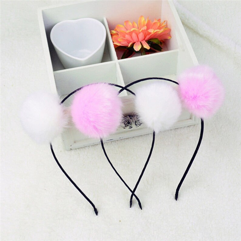 Headband with Pom Poms Hair Band For Girls Hair Hoop Fur Ball Etsy