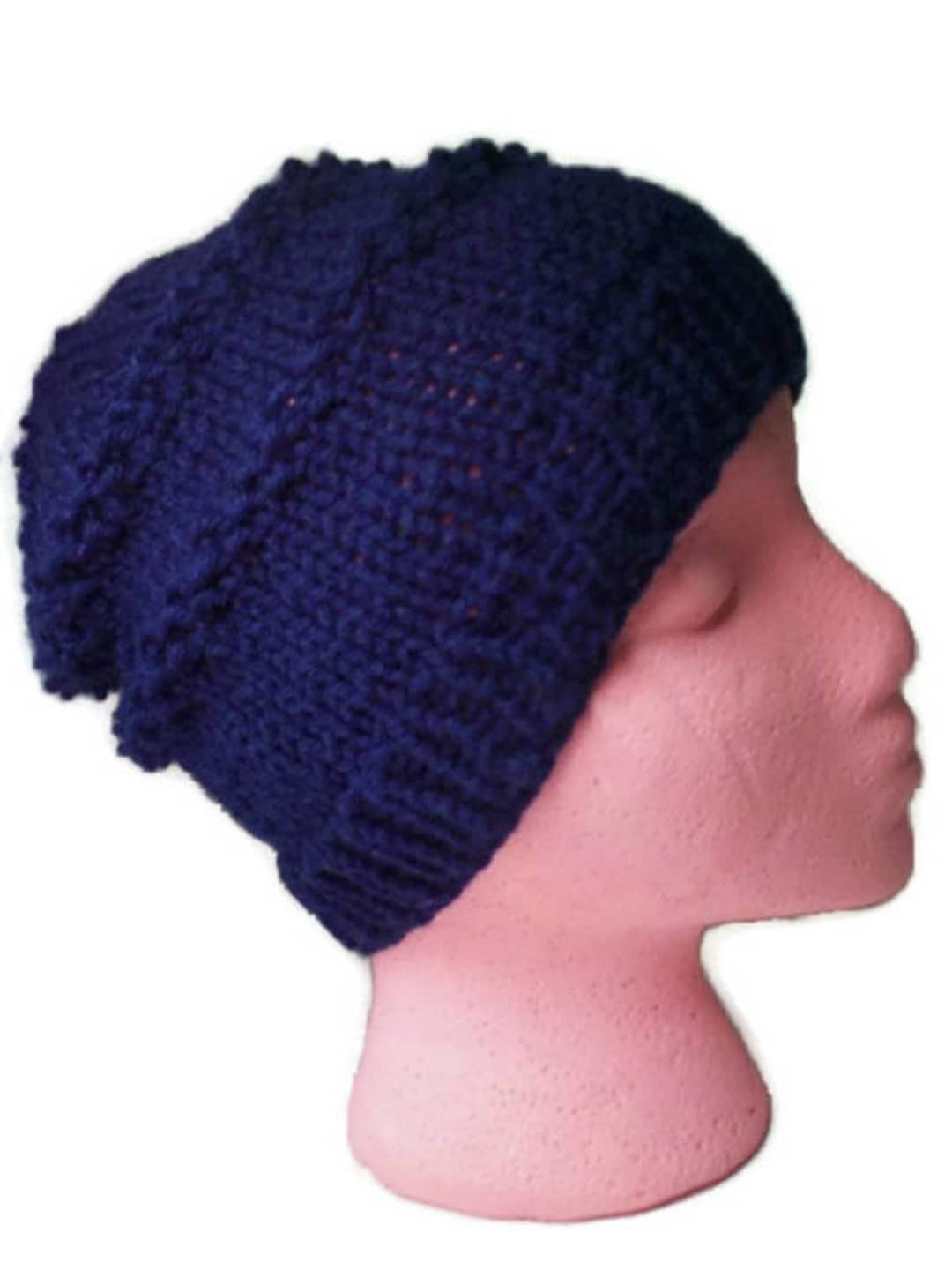 Knit Beanie Navy Knit Hat Fashion Winter Hat Textured Knit Hat Ready to