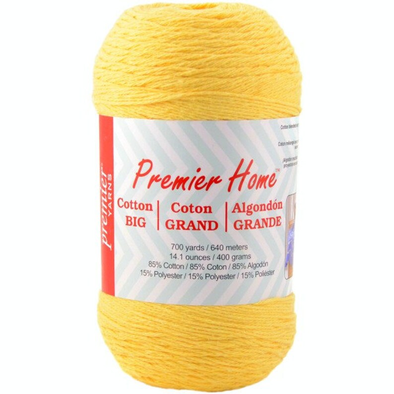 Premier Yarns-Home Cotton Grande Yarn-Solid Turquoise or Yellow Ball 14oz 400g