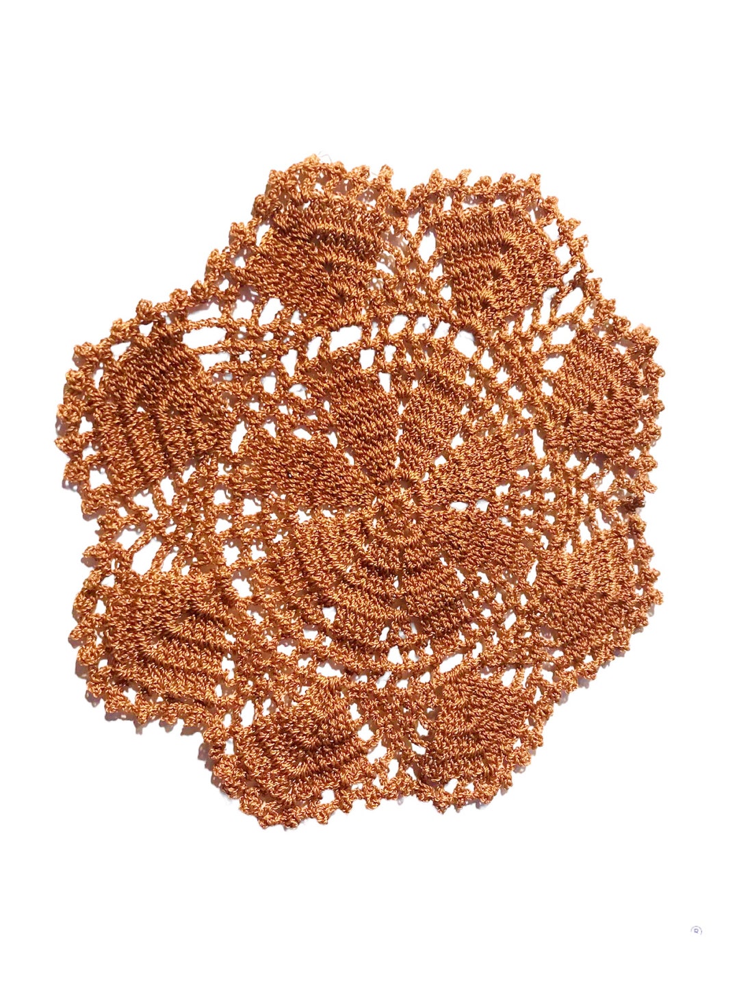 3 Crochet Doilies Set of 3 Copper Color Lace Doilies Handmade Etsy