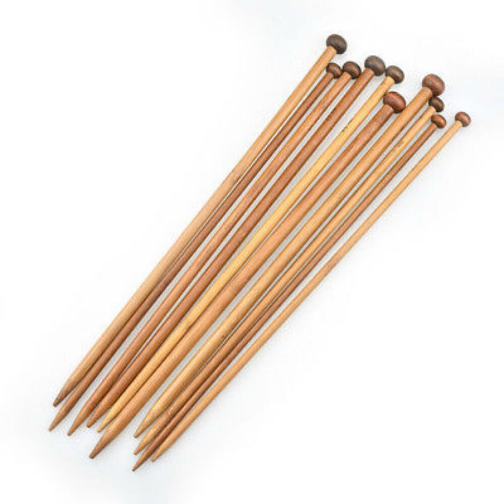 2pcs Carbonized Single Point Knitting Needles (35cm) / Bamboo