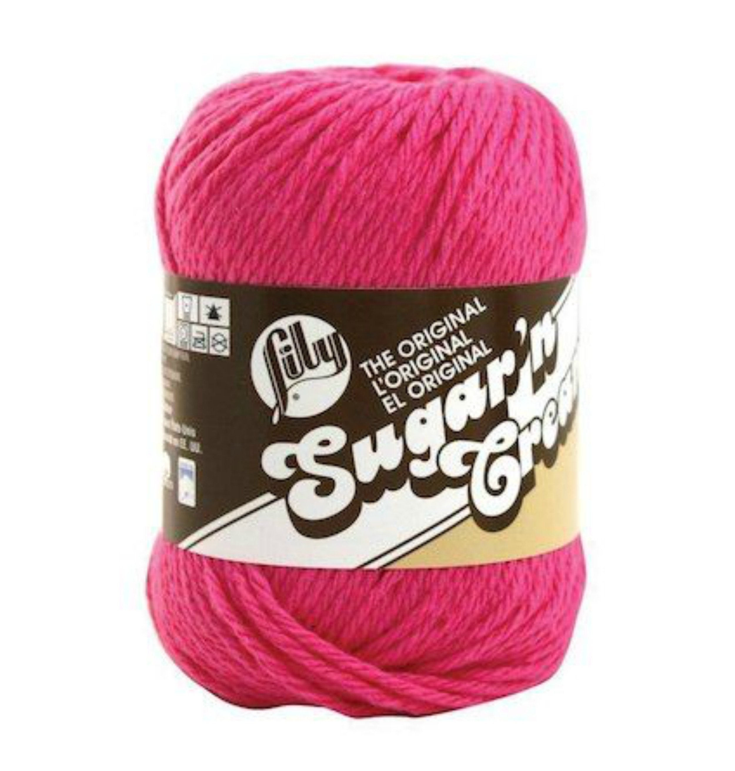 Lily Sugar'n Cream Super Sized Cotton Yarn Solid Hot Pink 