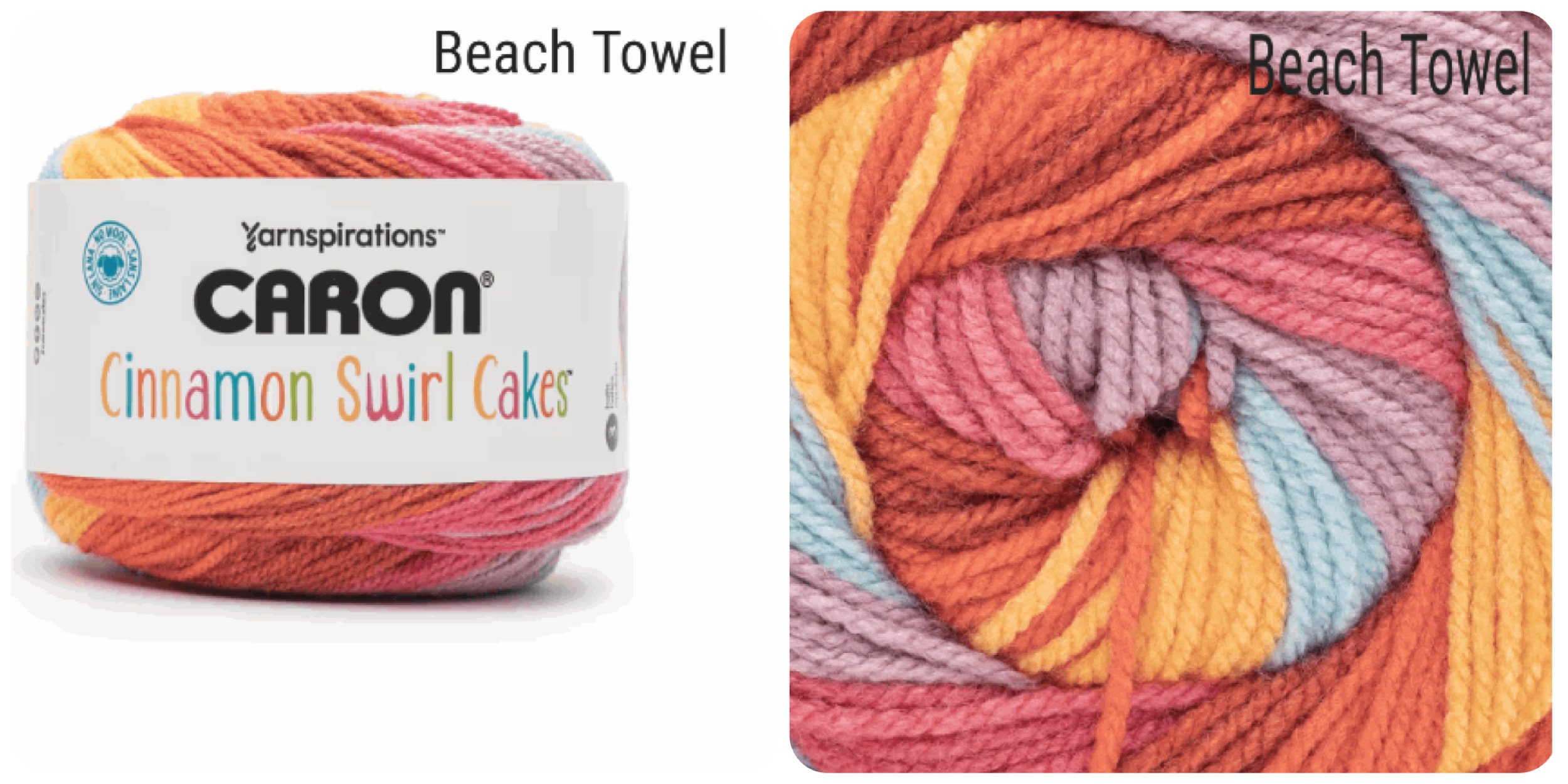 Caron Cinnamon Swirl Cakes Knitting Yarn Oyster Marble Beach Towel