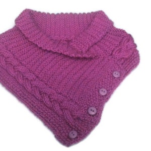 Neck Warmer Buttoned Scarflette With Cable Knitting Pattern PDF File not a finished product. image 2